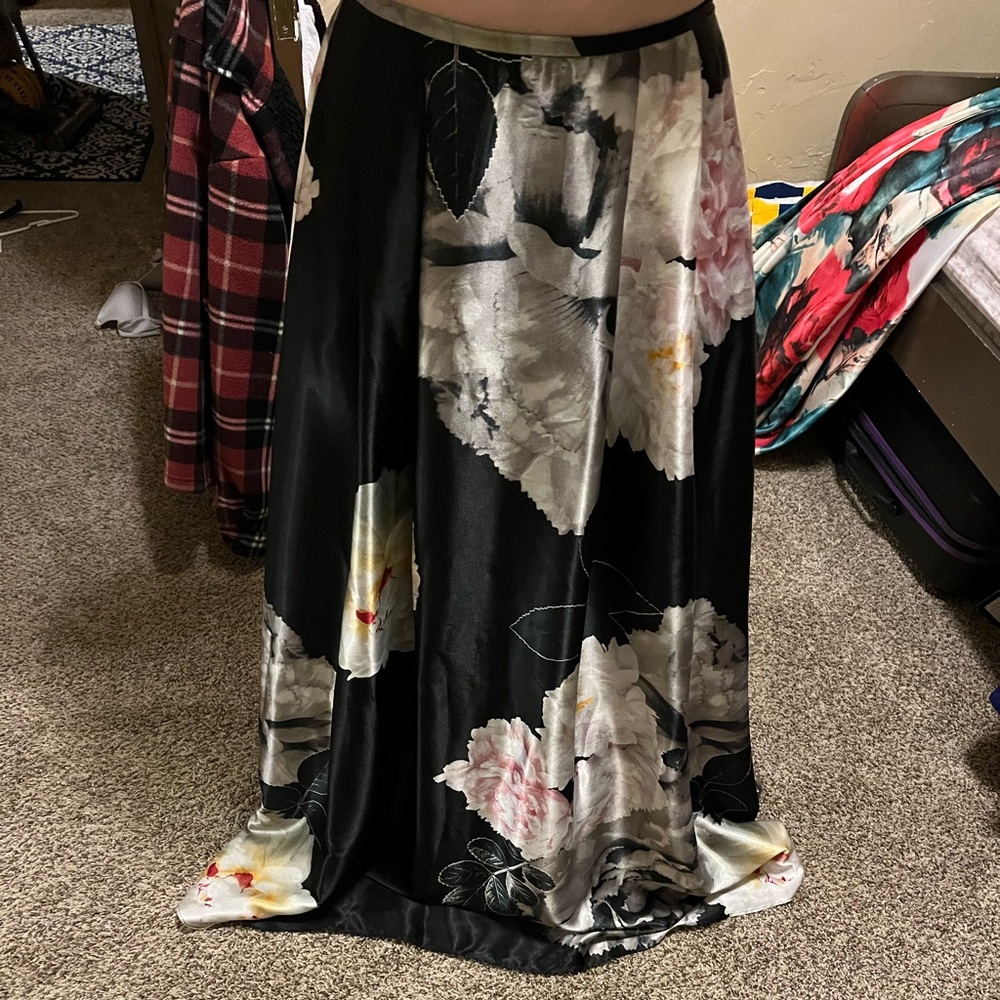 Black floral skirt
